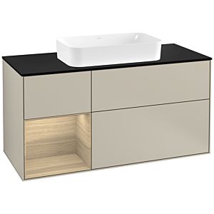 Villeroy and Boch Finion Villeroy and Boch Finion G292PCHH 120cm, cover plate black matt, Emotion, shelf on the left Oak Veneer , Sand Matt Lacquer