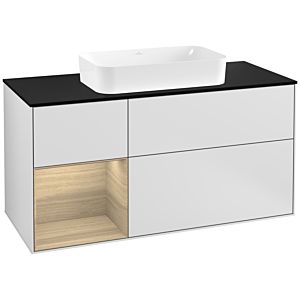 Villeroy and Boch Finion Villeroy and Boch Finion G292PCMT 120cm, cover plate black matt, Emotion, shelf on the left Oak Veneer , white matt lacquer