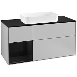 Villeroy and Boch Finion Villeroy and Boch Finion G292PHGJ 120cm, cover plate black matt, Emotion, shelf on the left Glossy Black Lacquer , light gray matt