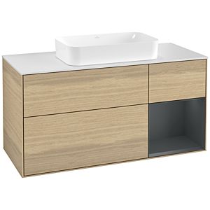 Villeroy und Boch Finion Waschtischunterschrank G301HGPC 120cm, Abdeckplatte white matt, Emotion, Regal rechts Midnight Blue Matt Lacquer, Oak Veneer