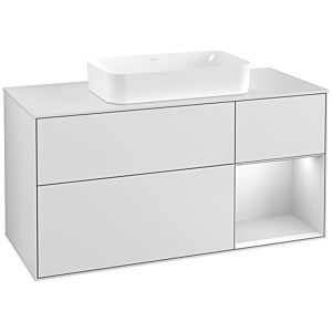 Villeroy und Boch Finion Waschtischunterschrank G301MTMT 120cm, Abdeckplatte white matt, Emotion, Regal rechts White matt lacquer, White matt lacquer