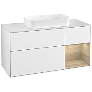 Villeroy et Boch Finion Villeroy et Boch G301PCGF 120cm, plaque de finition blanc mat, émotion, étagère à droite Oak Veneer , laqué blanc brillant