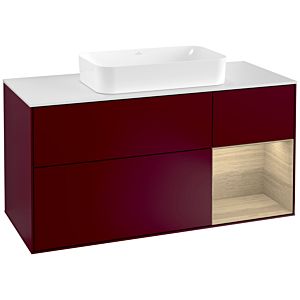 Villeroy und Boch Finion Waschtischunterschrank G301PCHB 120cm, Abdeckplatte white matt, Emotion, Regal rechts Oak Veneer, Peony Matt