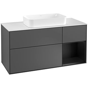 Villeroy and Boch Finion Villeroy and Boch Finion G301PDGK 120cm, cover plate matt white, Emotion, shelf on the right black matt lacquer, anthracite matt