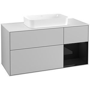 Villeroy and Boch Finion Villeroy and Boch Finion G301PHGJ 120cm, cover plate matt white, Emotion, shelf on the right Glossy Black Lacquer , light gray matt