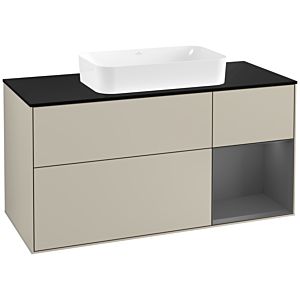 Villeroy and Boch Finion Villeroy and Boch Finion G302GKHH 120cm, cover plate black matt, Emotion, shelf right Anthracite matt, Sand Matt Lacquer