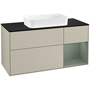 Villeroy and Boch Finion Villeroy and Boch Finion G302GMHH 120cm, cover plate black matt, emotion, shelf on the right Olive Matt Lacquer , Sand Matt Lacquer