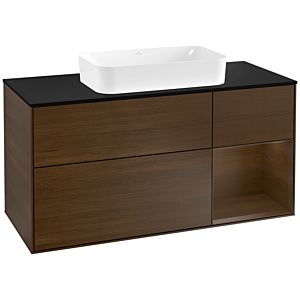 Villeroy and Boch Finion Villeroy and Boch Finion G302GNGN 120cm, cover plate black matt, Emotion, shelf on the right Walnut veneer, Walnut veneer