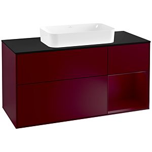 Villeroy und Boch Finion Waschtischunterschrank G302HBHB 120cm, Abdeckplatte black matt, Emotion, Regal rechts Peony, Peony Matt