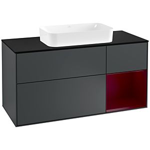 Villeroy and Boch Finion Villeroy and Boch Finion G302HBHG 120cm, black matt cover plate, Emotion, right shelf Peony , Midnight Blue Matt Lacquer