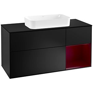 Villeroy und Boch Finion Waschtischunterschrank G302HBPD 120cm, Abdeckplatte black matt, Emotion, Regal rechts Peony, Black matt lacquer