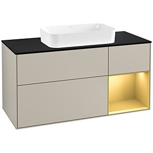 Villeroy and Boch Finion Villeroy and Boch Finion G302HFHH 120cm, cover plate black matt, Emotion, shelf right gold matt, Sand Matt Lacquer