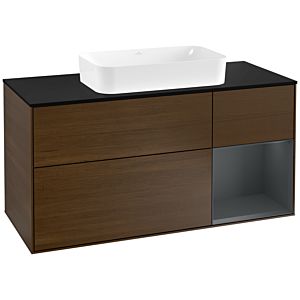 Villeroy and Boch Finion Villeroy and Boch Finion G302HGGN 120cm, cover plate black matt, Emotion, shelf on the right Midnight Blue Matt Lacquer , Walnut veneer