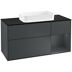 Villeroy und Boch Finion Waschtischunterschrank G302HGHG 120cm, Abdeckplatte black matt, Emotion, Regal rechts Midnight Blue Matt Lacquer, Midnight Blue Matt Lacquer