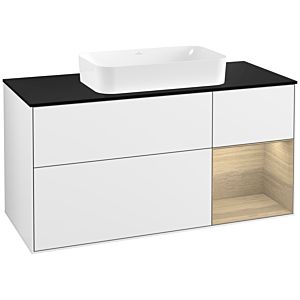 Villeroy et Boch Finion Villeroy et Boch G302PCGF 120cm, plaque de finition noir mat, Emotion, étagère à droite Oak Veneer , laqué blanc brillant