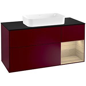 Villeroy et Boch Finion Villeroy et Boch G302PCHB 120cm, couvercle noir mat, Emotion, étagère à droite Oak Veneer , Peony Matt