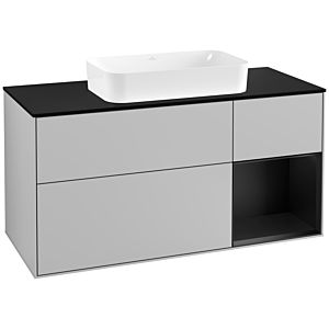 Villeroy and Boch Finion Villeroy and Boch Finion G302PDGJ 120cm, cover plate black matt, Emotion, shelf on the right black matt lacquer, light gray matt
