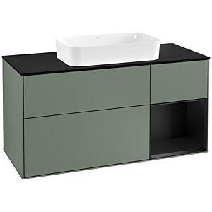 Villeroy et Boch Finion Villeroy et Boch G302PDGM 120cm, plaque de finition noir mat, Emotion, étagère à droite Laque noire mate, Olive Matt Lacquer