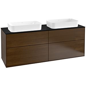 Villeroy und Boch Finion Waschtischunterschrank G31200GN 160x60,3cm, Emotion, Abdeckplatte black matt, Walnut veneer
