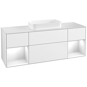 Villeroy et Boch Finion Villeroy et Boch G331GFGF 160cm, plaque de finition blanc mat, Emotion, étagères laqué blanc brillant, laqué blanc brillant
