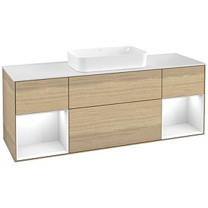 Villeroy et Boch Finion Villeroy et Boch G331GFPC 160cm, plaque de finition blanc mat, Emotion, étagères Laque blanc brillant, Oak Veneer