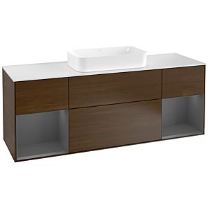 Villeroy and Boch Finion Villeroy and Boch Finion G331GKGN 160cm, cover plate matt white, Emotion, shelves anthracite matt lacquer, walnut veneer