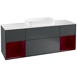 Villeroy und Boch Finion Waschtischunterschrank G331HBHG 160cm, Abdeckplatte white matt, Emotion, Regale Peony matt lacquer, Midnight Blue Matt Lacquer