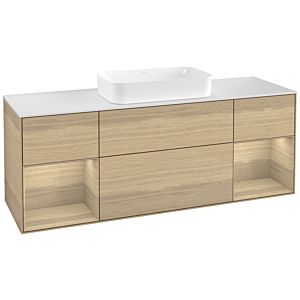 Villeroy und Boch Finion Waschtischunterschrank G331PCPC 160cm, Abdeckplatte white matt, Emotion, Regale Oak Veneer, Oak Veneer