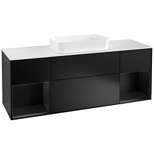 Villeroy und Boch Finion Waschtischunterschrank G331PDPD 160cm, Abdeckplatte white matt, Emotion, Regale Black matt lacquer, Black matt lacquer