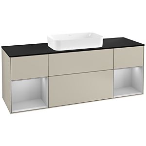 Villeroy and Boch Finion Villeroy and Boch Finion G332GJHH 160cm, cover plate black matt, Emotion, shelves Light gray matt lacquer, Sand Matt Lacquer
