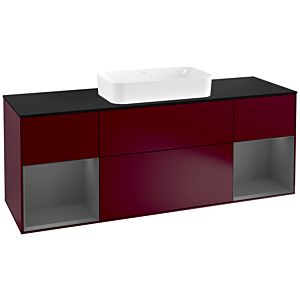 Villeroy and Boch Finion Villeroy and Boch Finion G332GKHB 160cm, black matt cover plate, Emotion, anthracite matt lacquer shelves, Peony Matt