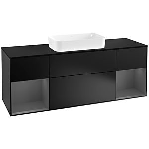Villeroy and Boch Finion Villeroy and Boch Finion G332GKPD 160cm, cover plate black matt, Emotion, shelves Anthracite matt lacquer, Black matt lacquer