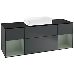 Villeroy und Boch Finion Waschtischunterschrank G332GMHG 160cm, Abdeckplatte black matt, Emotion, Regale Olive matt lacquer, Midnight Blue Matt Lacquer