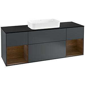 Villeroy and Boch Finion Villeroy and Boch Finion G332GNHG 160cm, black matt cover plate, Emotion, Walnut veneer shelves, Midnight Blue Matt Lacquer