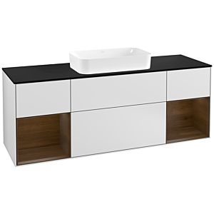 Villeroy and Boch Finion Villeroy and Boch Finion G332GNMT 160cm, black matt cover plate, Emotion, Walnut veneer shelves, White matt lacquer