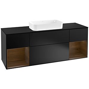 Villeroy and Boch Finion Villeroy and Boch Finion G332GNPD 160cm, black matt cover plate, Emotion, Walnut veneer shelves, Black matt lacquer