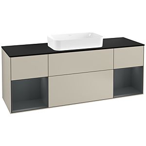Villeroy and Boch Finion Villeroy and Boch Finion G332HGHH 160cm, cover plate black matt, Emotion, shelves Midnight matt lacquer, Sand Matt Lacquer