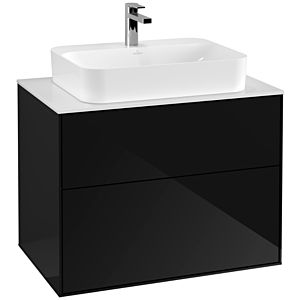 Villeroy und Boch Finion Waschtischunterschrank G34100PH 80x60,3cm, Emotion, Abdeckplatte white matt, Glossy Black Lacquer