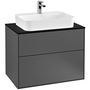 Villeroy und Boch Finion Waschtischunterschrank G34200GK 80x60,3cm, Emotion, Abdeckplatte black matt, Anthracite matt