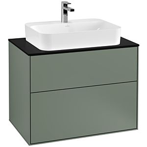 Villeroy und Boch Finion Waschtischunterschrank G34200GM 80x60,3cm, Emotion, Abdeckplatte black matt, Olive Matt Lacquer
