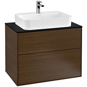 Villeroy und Boch Finion Waschtischunterschrank G34200GN 80x60,3cm, Emotion, Abdeckplatte black matt, Walnut veneer