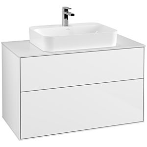 Villeroy und Boch Finion Waschtischunterschrank G35100GF 100x60,3cm, Emotion, Abdeckplatte white matt, Glossy white lacquer