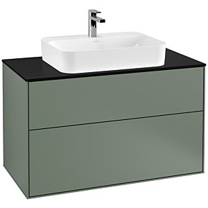 Villeroy und Boch Finion Waschtischunterschrank G35200GM 100x60,3cm, Emotion, Abdeckplatte black matt, Olive Matt Lacquer