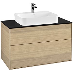 Villeroy und Boch Finion Waschtischunterschrank G35200PC 100x60,3cm, Emotion, Abdeckplatte black matt, Oak Veneer