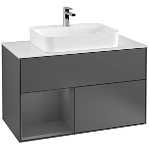 Villeroy et Boch Finion Villeroy et Boch G361GKGK 100cm, plaque de recouvrement blanc mat, Emotion, étagère gauche Anthracite mat, Anthracite mat