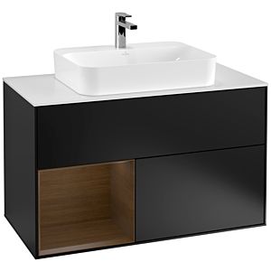 Villeroy and Boch Finion Villeroy and Boch Finion G361GNPD 100cm, cover plate white matt, emotion, shelf left walnut veneer, black matt lacquer