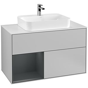 Villeroy and Boch Finion Villeroy and Boch Finion G361HGGJ 100cm, cover plate matt white, Emotion, shelf on the left Midnight Blue Matt Lacquer , light gray matt