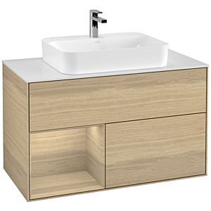 Villeroy et Boch Finion Villeroy et Boch G361PCPC 100cm, plaque de finition blanc mat, émotion, étagère à gauche Oak Veneer , Oak Veneer