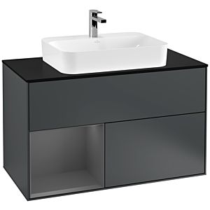 Villeroy and Boch Finion Villeroy and Boch Finion G362GKHG 100cm, cover plate black matt, Emotion, shelf left Anthracite matt, Midnight Blue Matt Lacquer