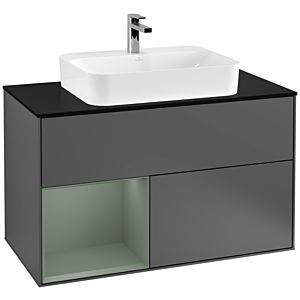 Villeroy et Boch Finion Villeroy et Boch G362GMGK 100cm, plaque de finition noir mat, émotion, étagère à gauche Olive Matt Lacquer , anthracite mat